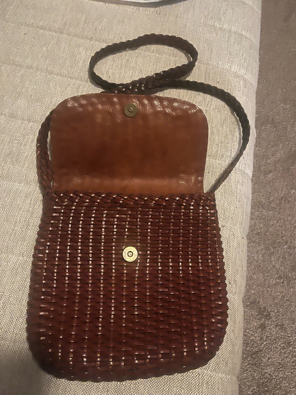 Cole Haan Woven Brown Crossbody Bag with Braided Strap - Picture 3 of 3
